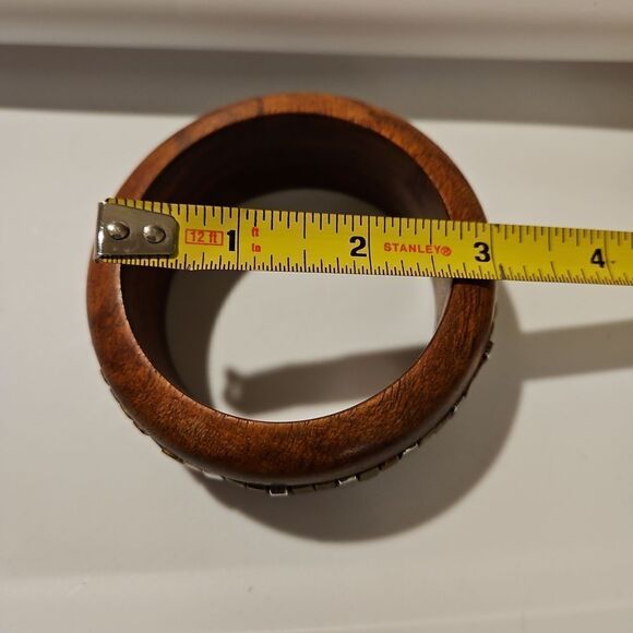 Wood and Metal Vintage Boho Bangle Braclet - Picture 3 of 5
